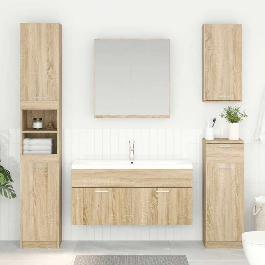 Armoire d'évier avec stockage Chêne Sonoma Bois d'ingénierie