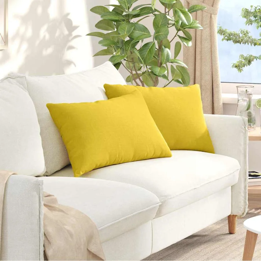 Coussins de canapé 2 pcs Jaune clair 60 x 40 cm tissu