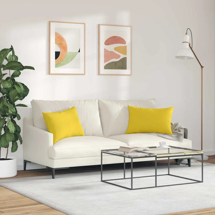 Coussins de canapé 2 pcs Jaune clair 60 x 40 cm tissu - 4