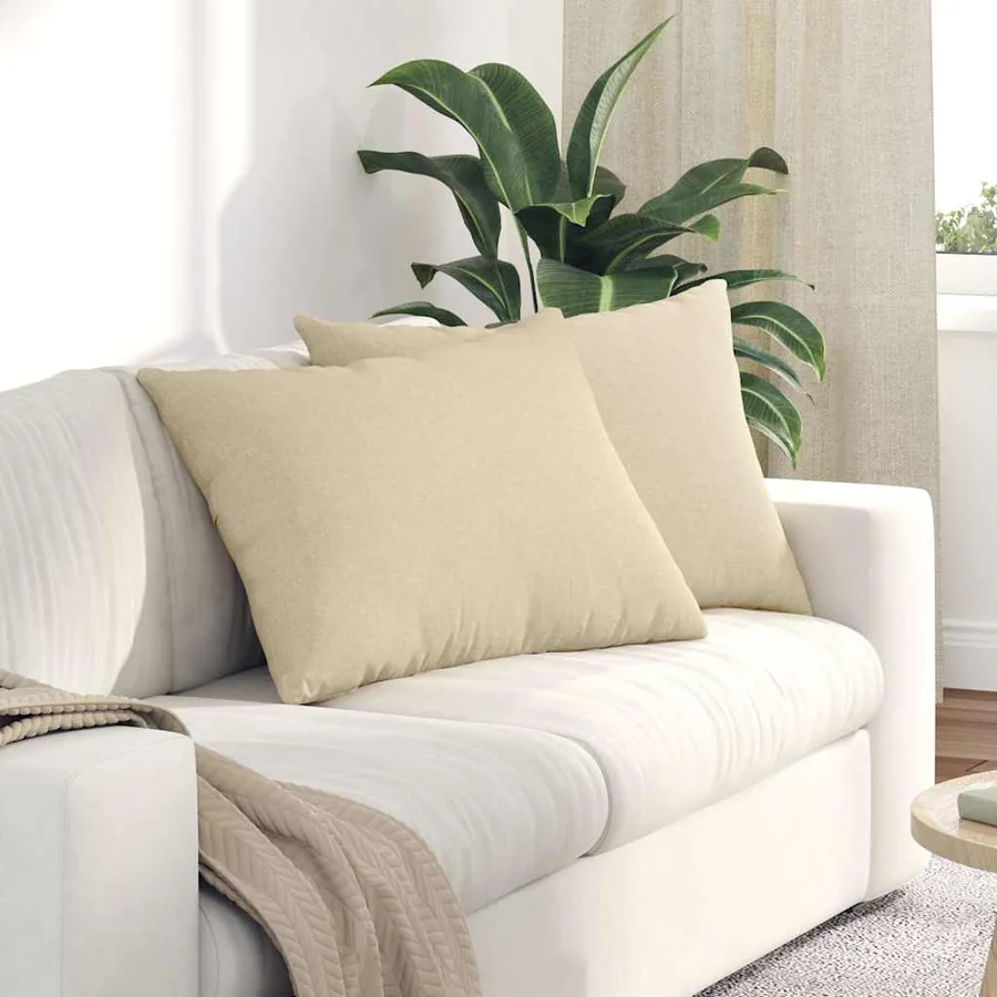 Coussins de canapé 2 pcs Crème 70 x 50 cm tissu