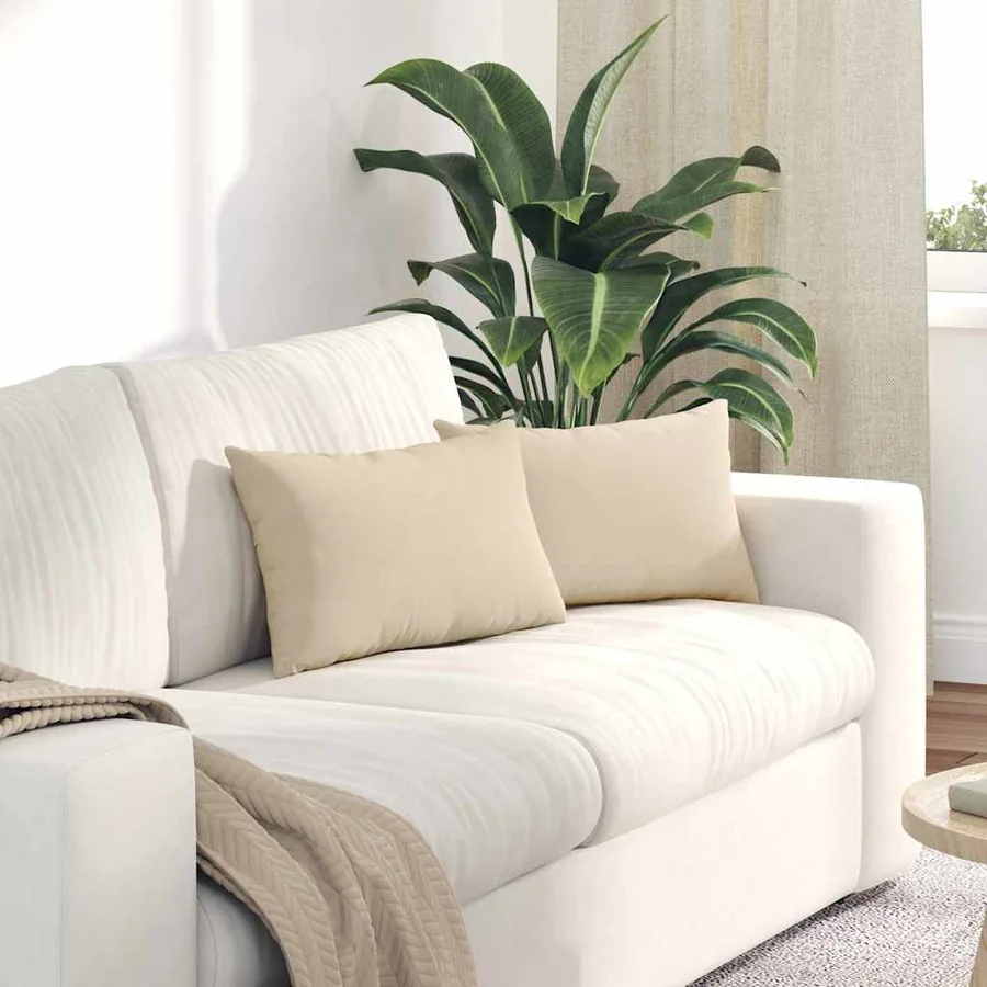 Coussins de canapé 2 pcs Crème 50 x 30 cm tissu