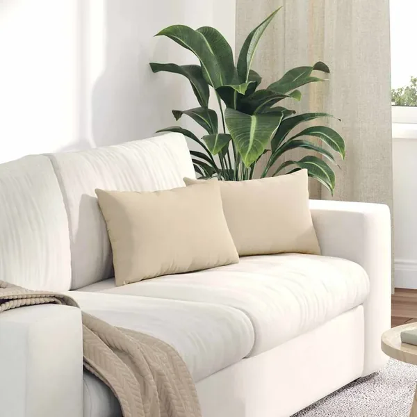 Coussins de canapé 2 pcs Crème 50 x 30 cm tissu