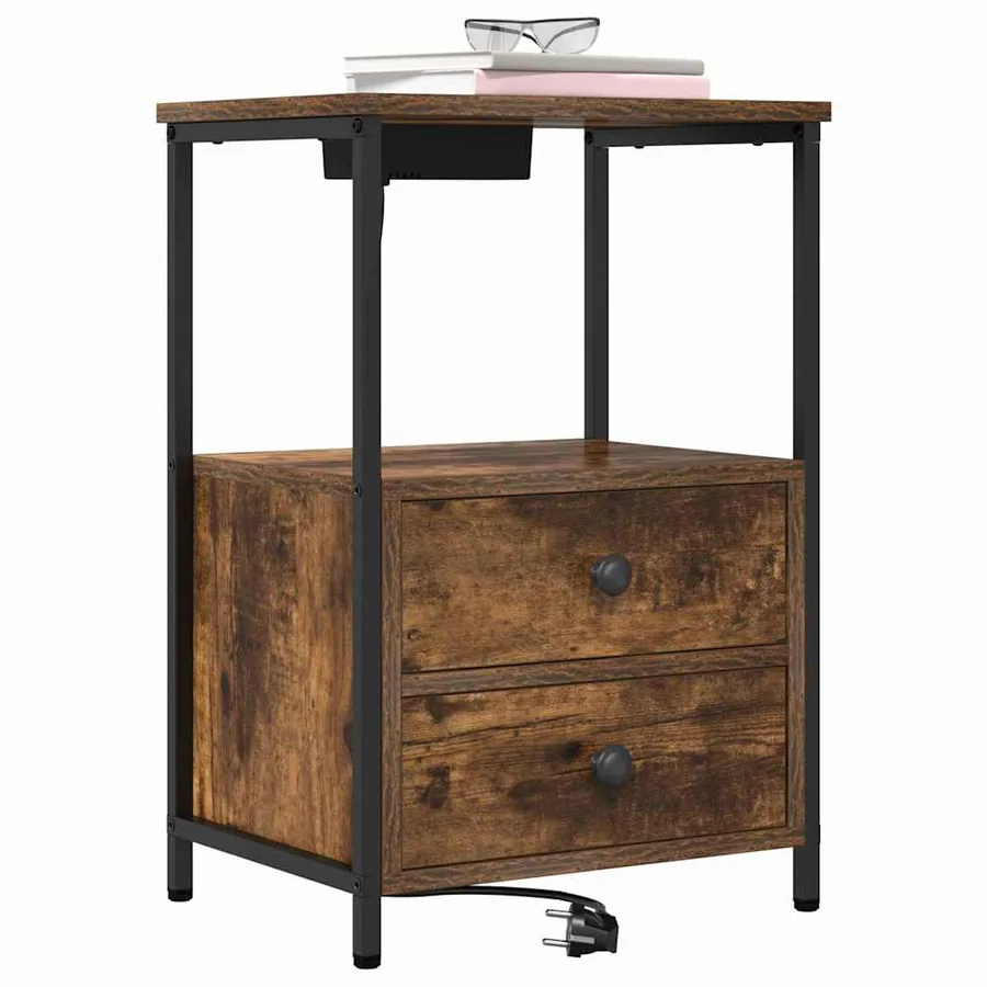 Cabinet de chevet avec tiroir 2 pcs Chêne fumé 40 x 31 x 60 cm - 3