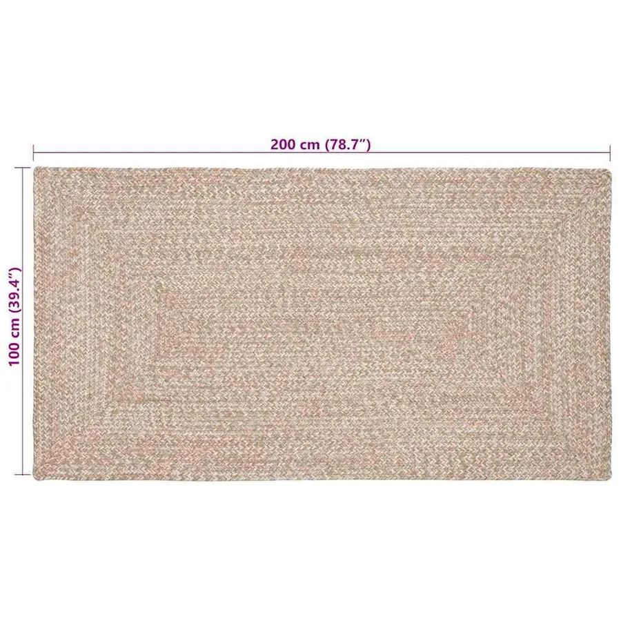 Tapis de surface Naturel et Blanc 100 x 200 cm Jute - 8