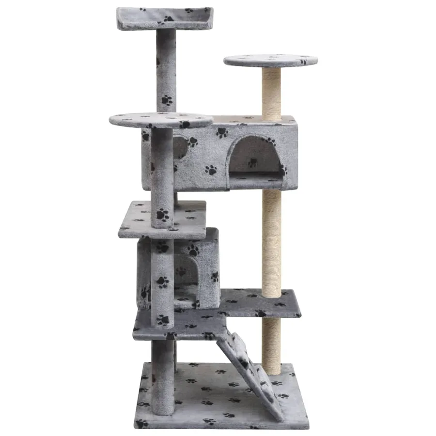 Arbre à chat et griffoir Sisal 125 cm Empreintes de pattes Gris - 2