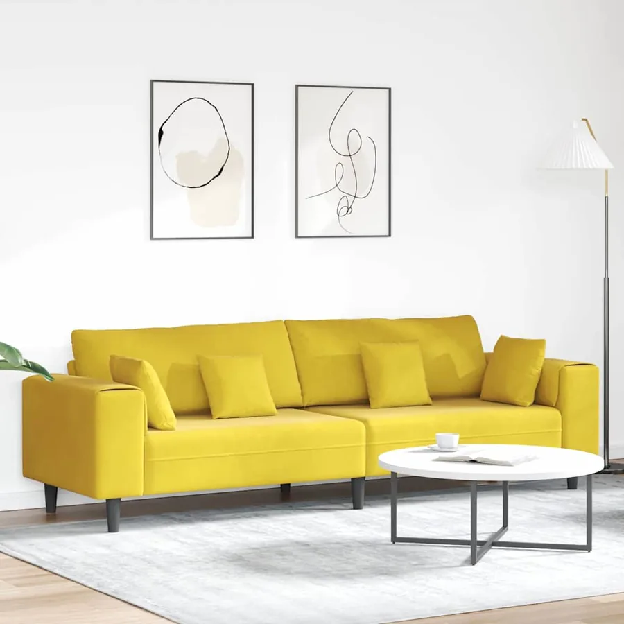 Canapé Jaune 250 x 77 x 76 cm Velours