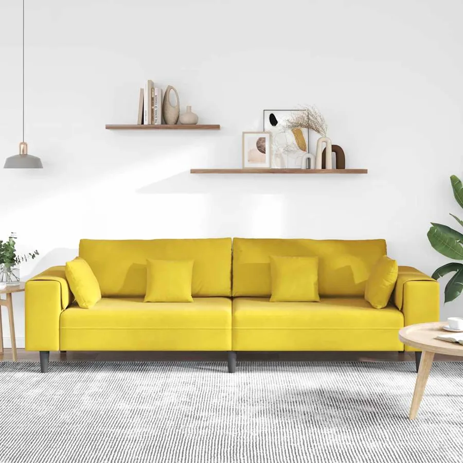 Canapé Jaune 250 x 77 x 76 cm Velours - 3