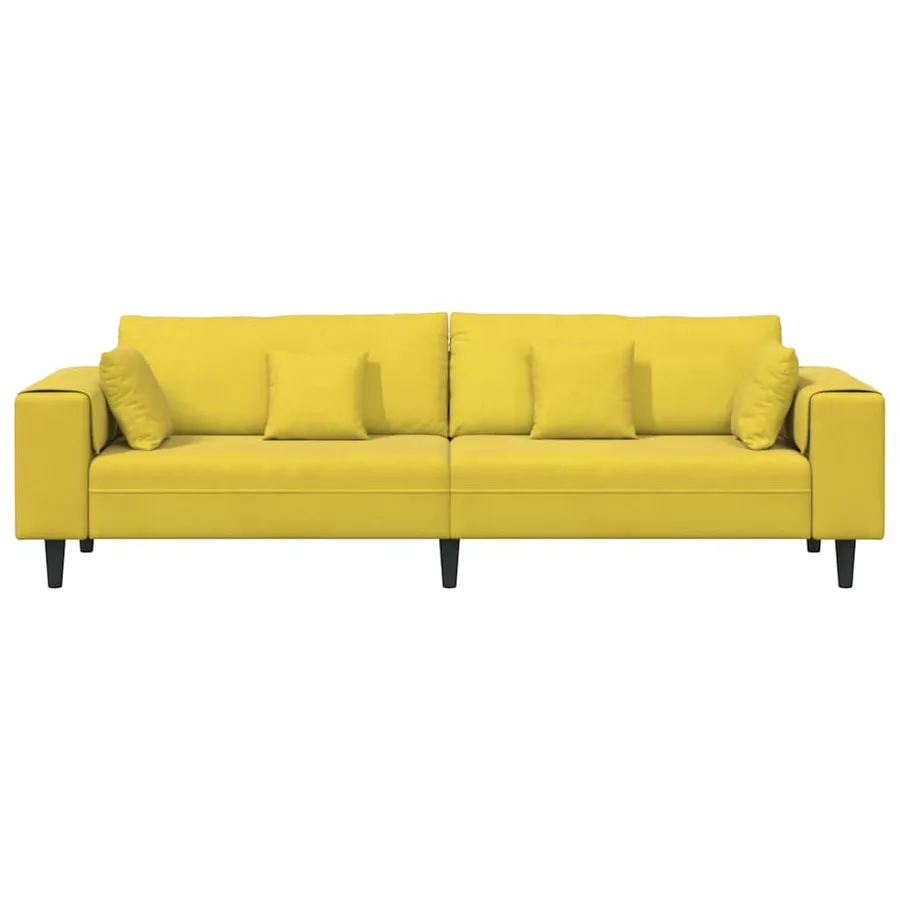 Canapé Jaune 250 x 77 x 76 cm Velours - 4