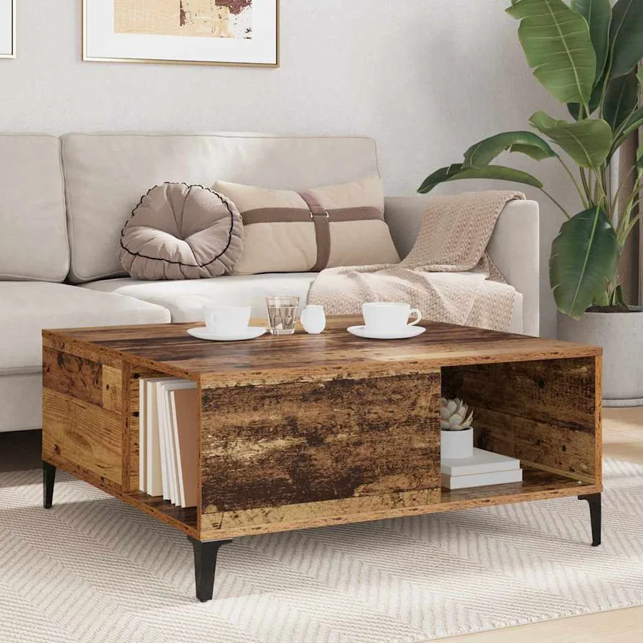 Table basse Bois Ancien 80 x 80 x 36,5 cm Bois d'ingénierie - 4