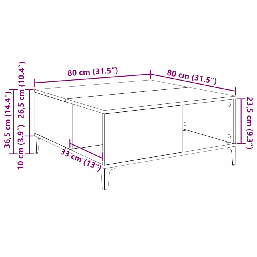 Table basse Bois Ancien 80 x 80 x 36,5 cm Bois d'ingénierie - 8