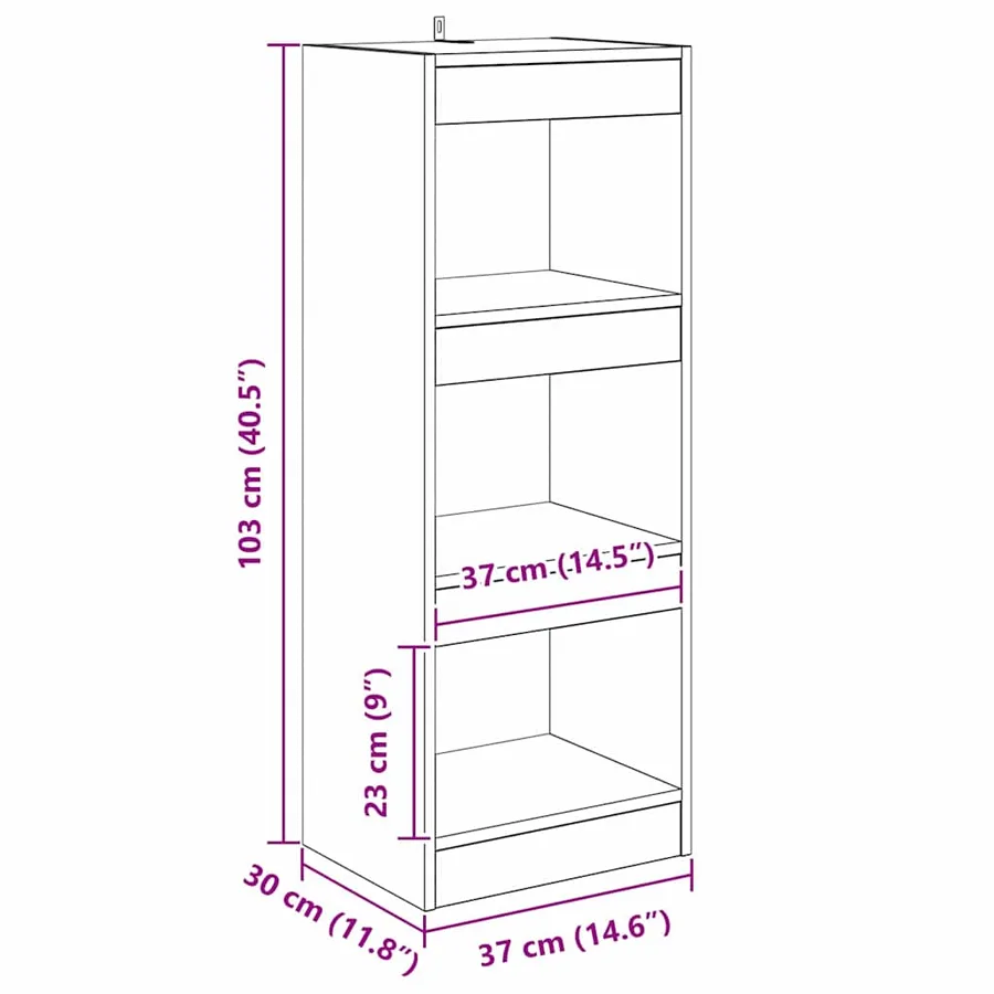 Bibliothèque 3 niveaux 37 x 30 x 103 cm Bois d'ingénierie - 13