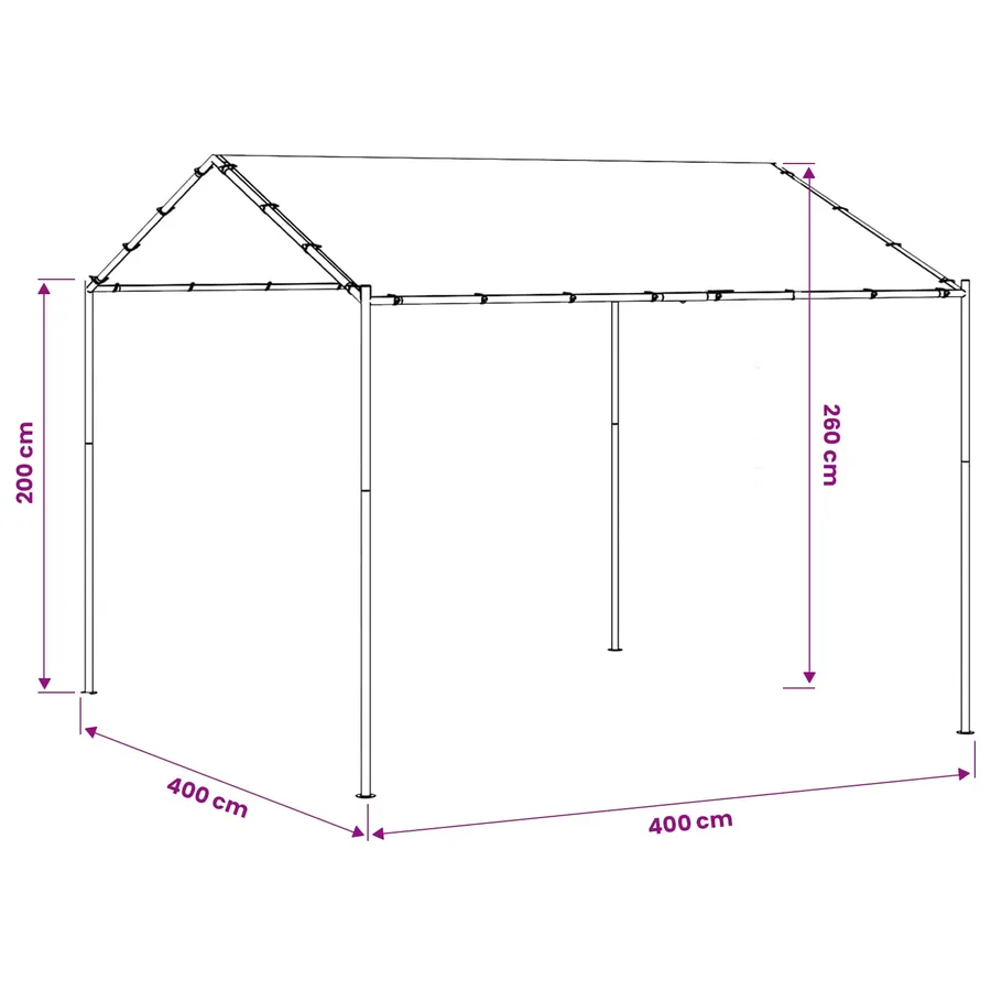 Pavillon 4 x 4 x 2,6 m Blanc Acier et Polyester 180 gsm - 9