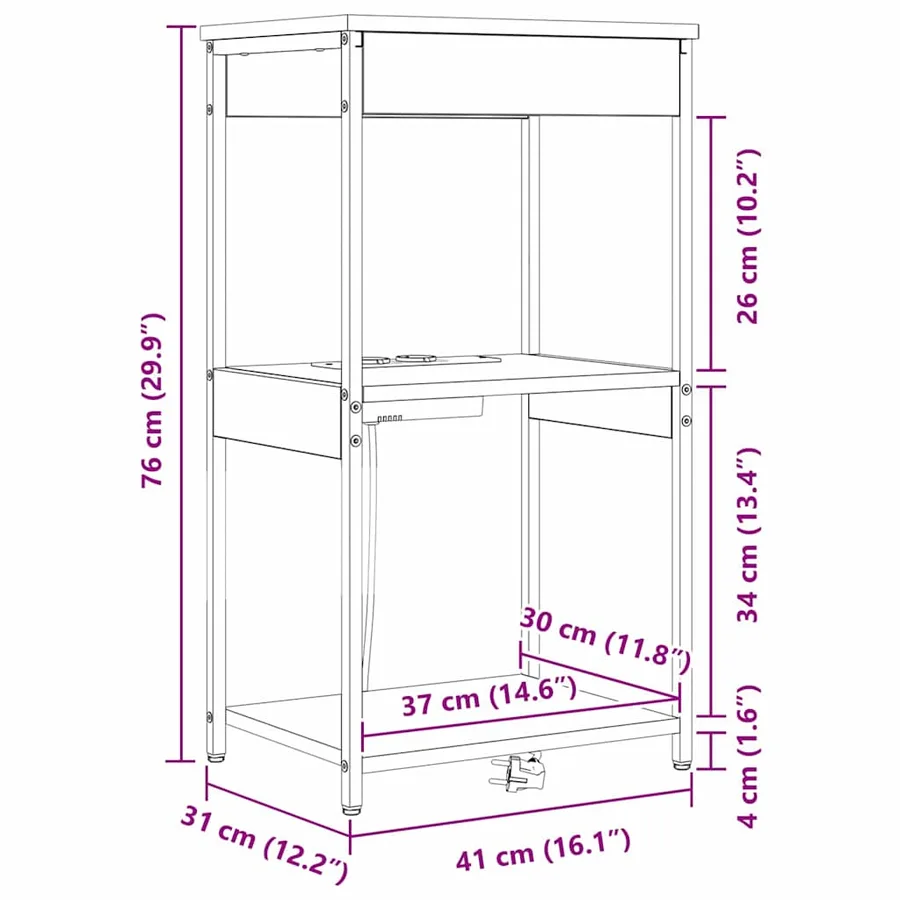 Cabinet de chevet Chêne brun 41 x 31 x 76 cm Bois d'ingénierie - 13