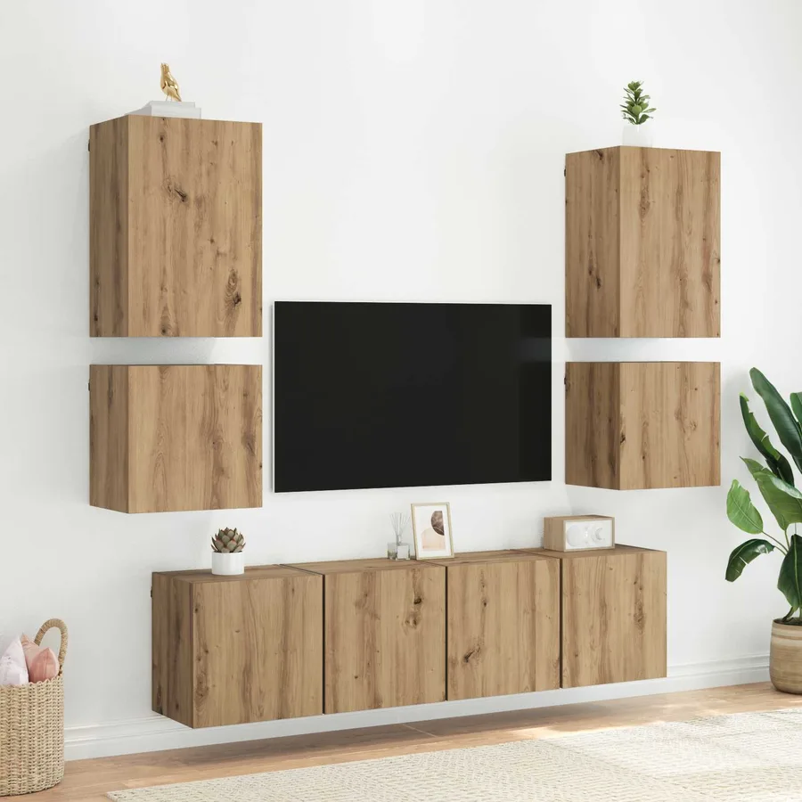Meuble TV mural 40,5x30x40cm Chêne artisanal Bois d'ingénierie - 4