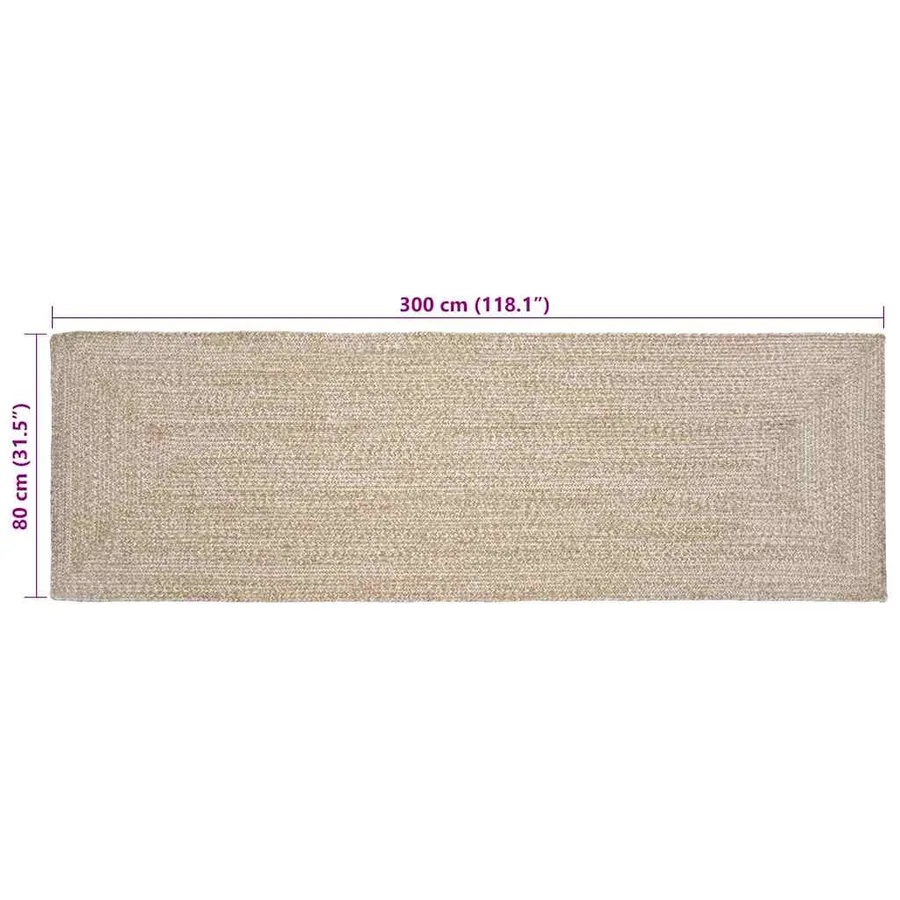 Tapis de surface Naturel et Blanc 80 x 300 cm Jute - 8
