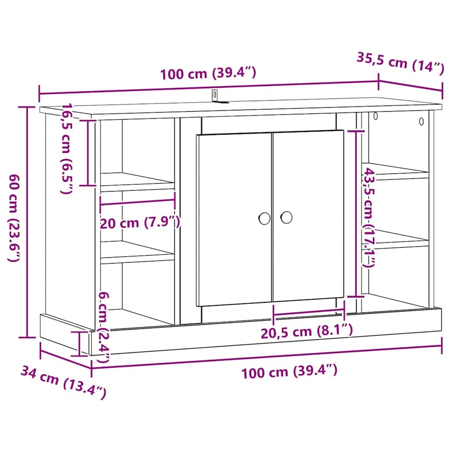 Buffet Chêne noir 100 x 35,5 x 60 cm Bois d'ingénierie - 11