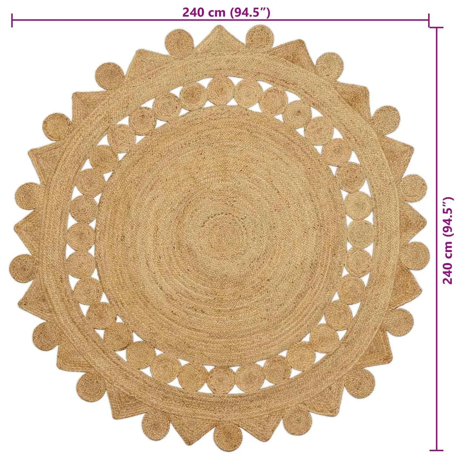 Tapis de surface Naturel Ø 240 cm Jute - 8