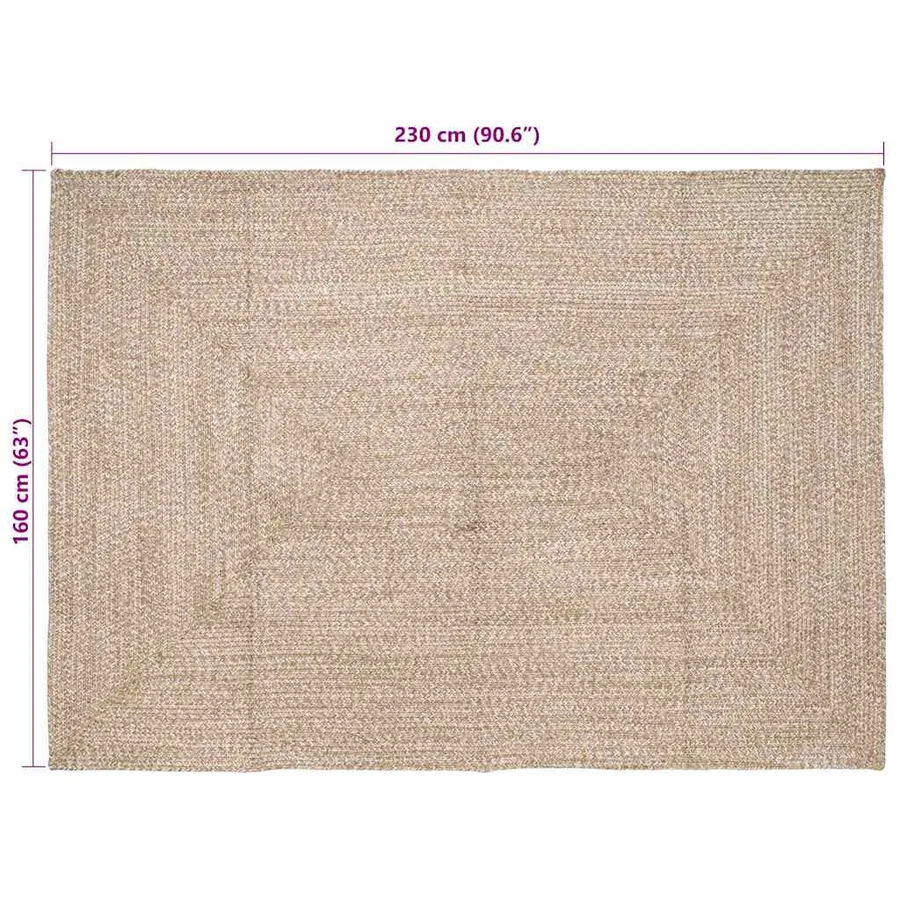Tapis de surface Naturel et Blanc 160 x 230 cm Jute - 8