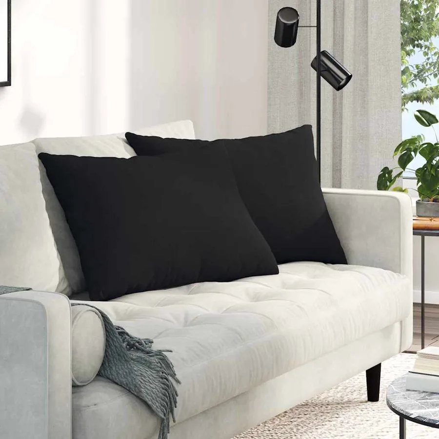 Coussins de canapé 2 pcs Noir 70 x 50 cm tissu