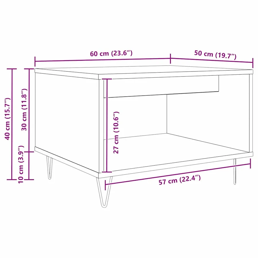 Table basse chêne artisanal 60 x 50 x 40 cm Bois d'ingénierie - 12