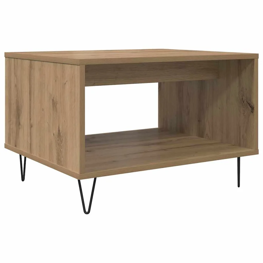 Table basse chêne artisanal 60 x 50 x 40 cm Bois d'ingénierie - 2