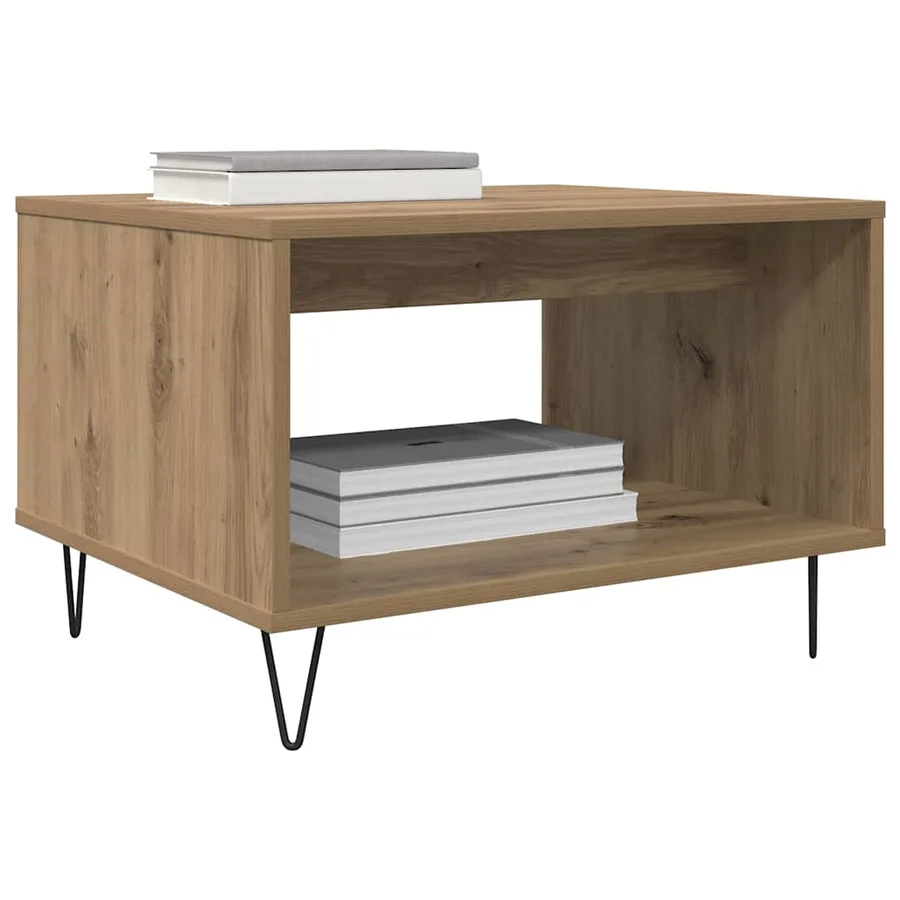 Table basse chêne artisanal 60 x 50 x 40 cm Bois d'ingénierie - 3