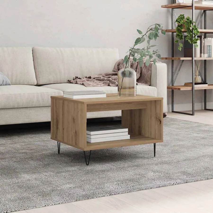 Table basse chêne artisanal 60 x 50 x 40 cm Bois d'ingénierie - 4
