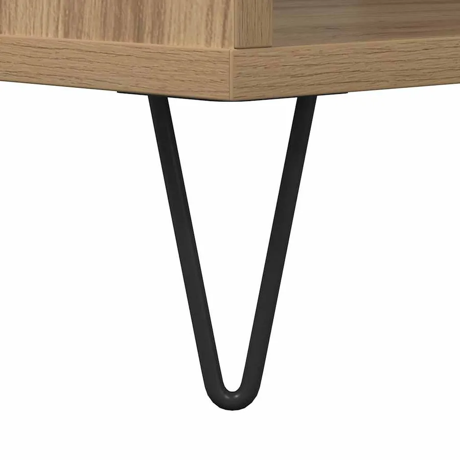 Table basse chêne artisanal 60 x 50 x 40 cm Bois d'ingénierie - 9