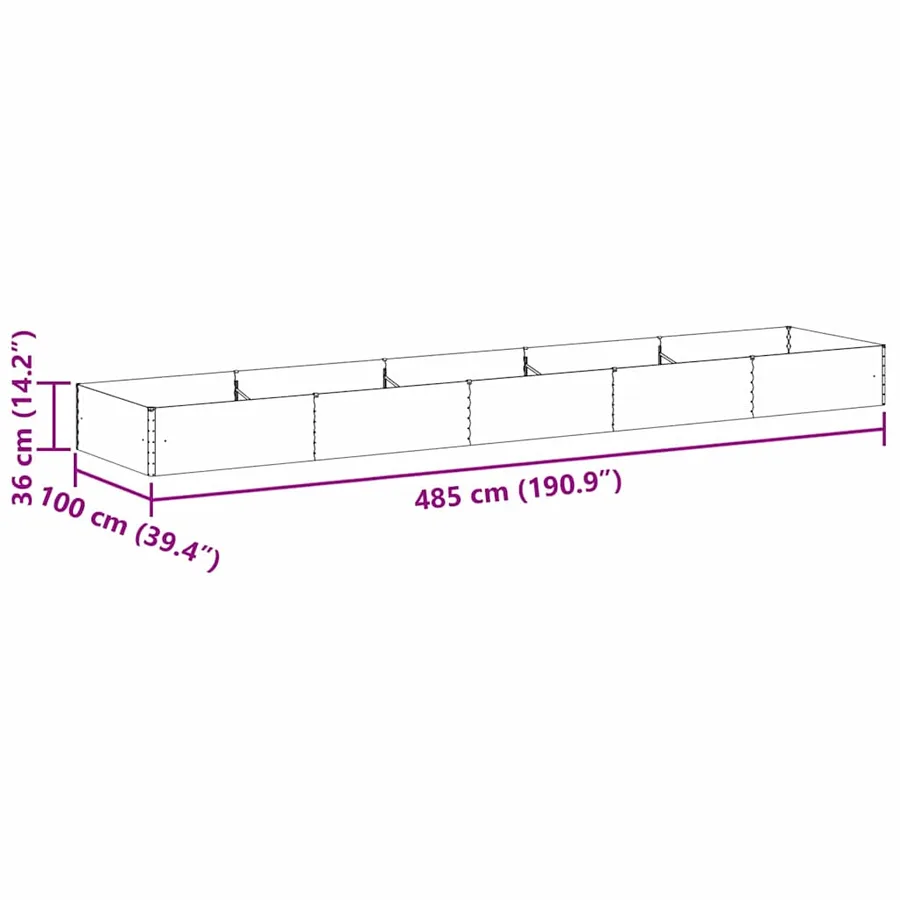 Jardinière surélevée 485 x 100 x 36 cm Acier galvanisé - 13