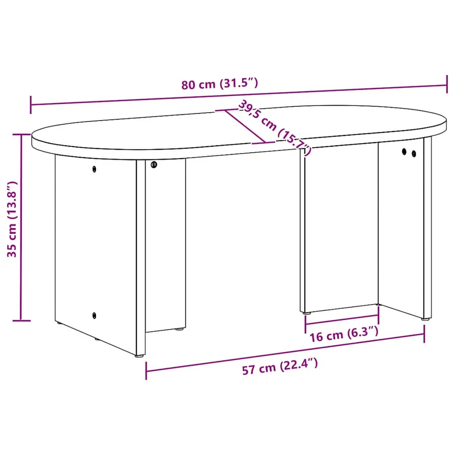 Table basse Blanc 80 x 39,5 x 35 cm Bois de pin massif - 13