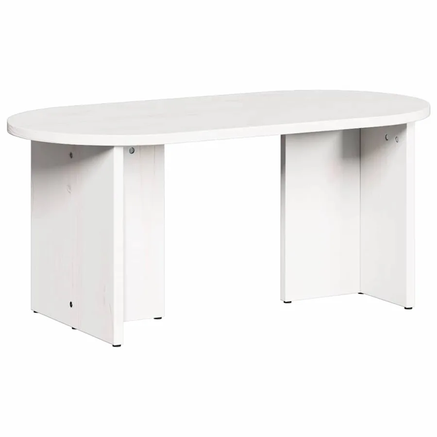 Table basse Blanc 80 x 39,5 x 35 cm Bois de pin massif - 2