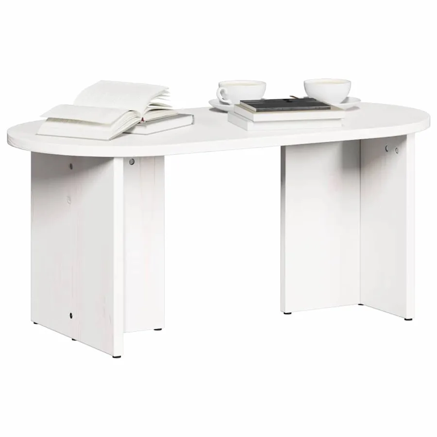 Table basse Blanc 80 x 39,5 x 35 cm Bois de pin massif - 3