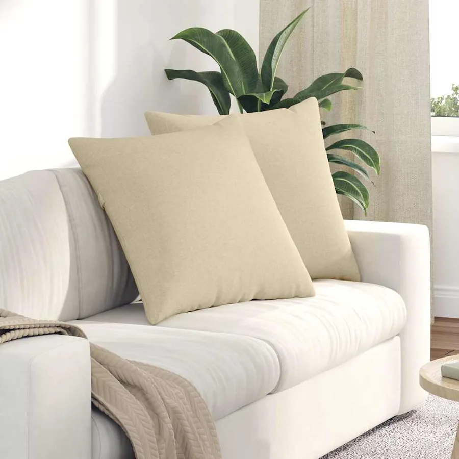 Coussins de canapé 2 pcs Crème 60 x 60 cm tissu