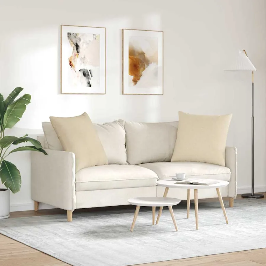 Coussins de canapé 2 pcs Crème 60 x 60 cm tissu - 4