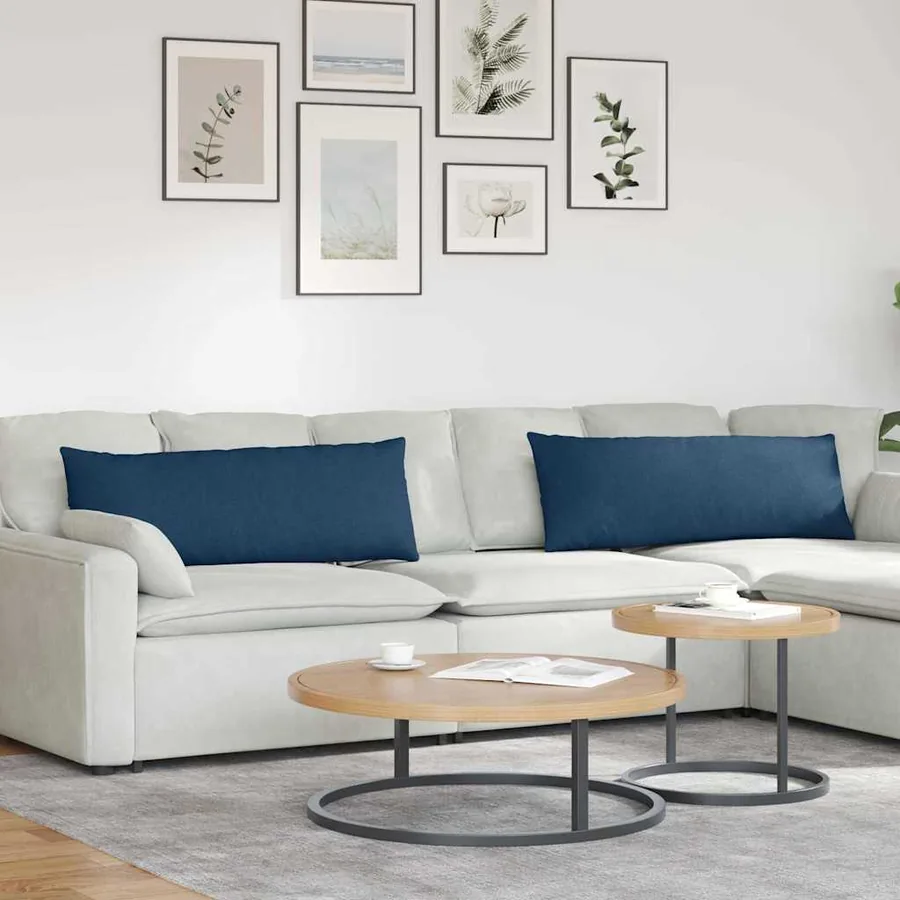 Coussins de canapé 2 pcs Bleu 120 x 40 cm tissu