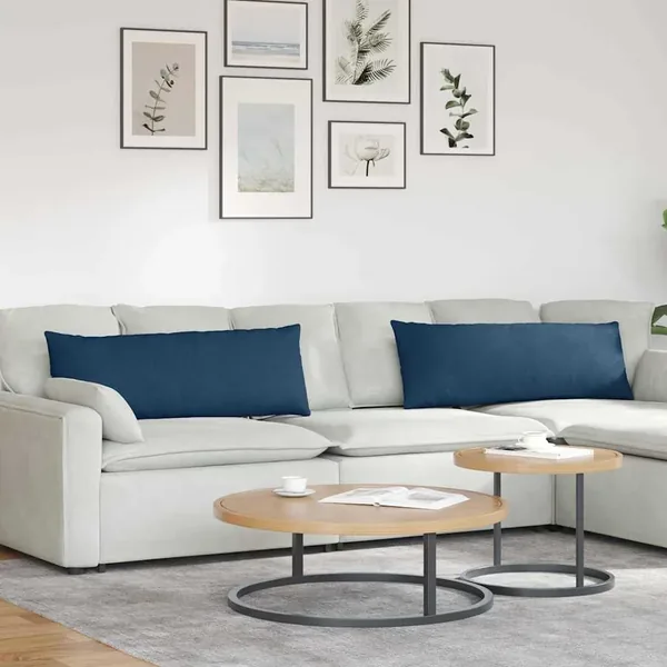 Coussins de canapé 2 pcs Bleu 120 x 40 cm tissu
