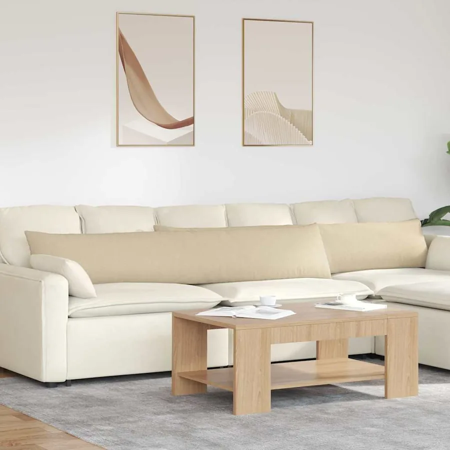 Coussins de canapé 2 pcs Crème 200 x 40 cm tissu