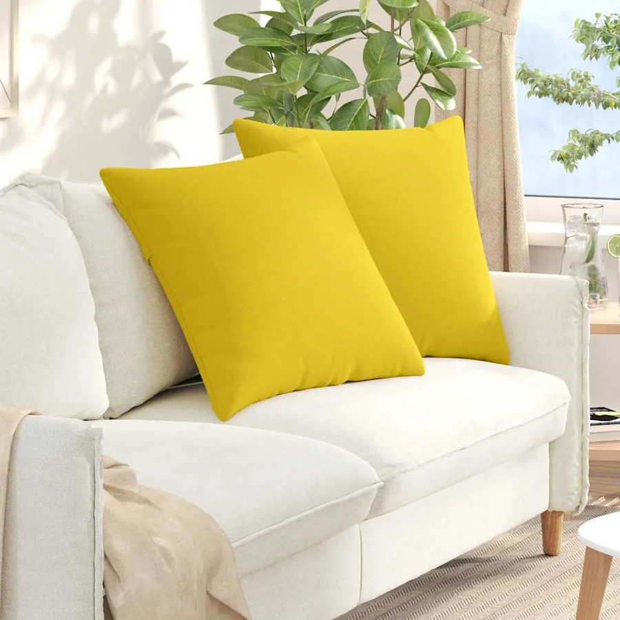 Coussins de canapé 2 pcs Jaune clair 60 x 60 cm tissu