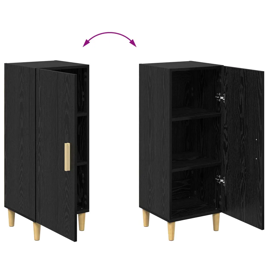 Buffet Chêne noir 34,5 x 34 x 90 cm Bois d'ingénierie - 12