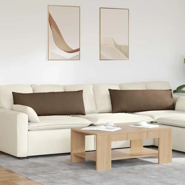 Coussins de canapé 2 pcs Marron 120 x 40 cm tissu