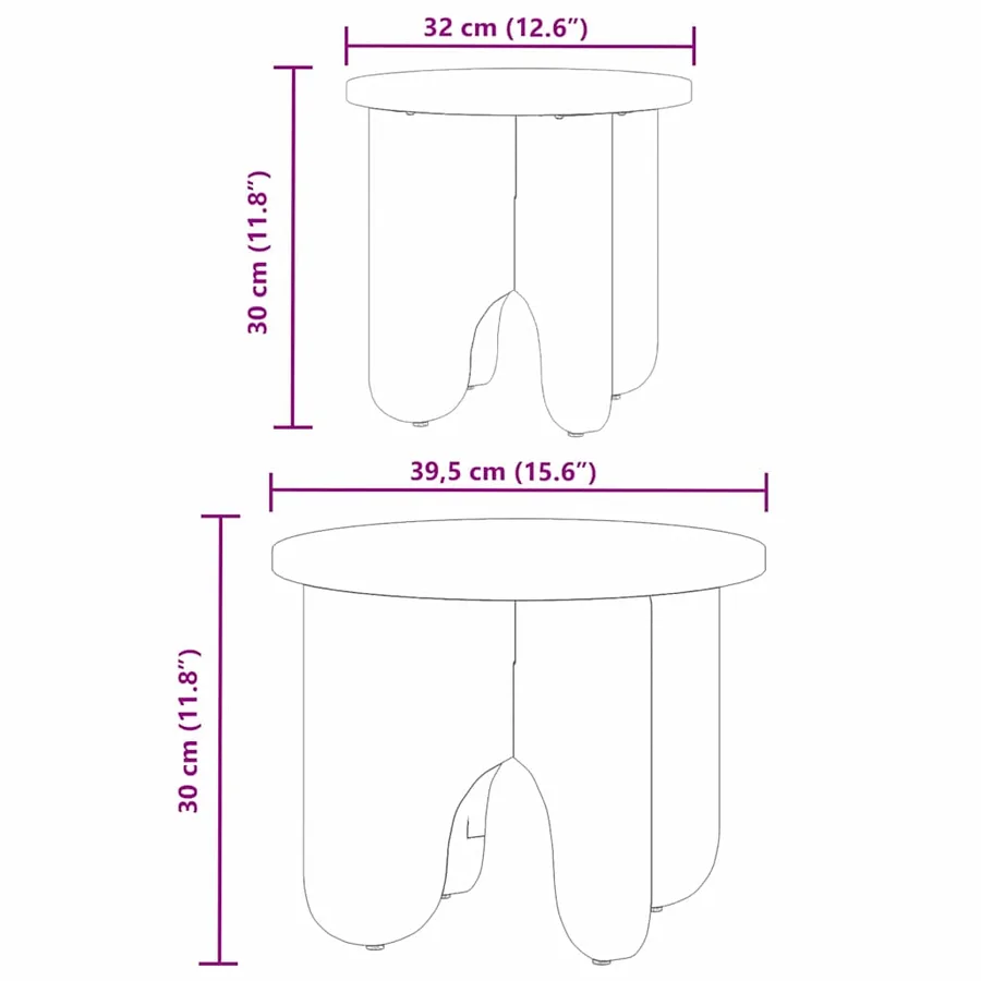 Table basse 2 pcs Blanc Bois de pin massif - 8