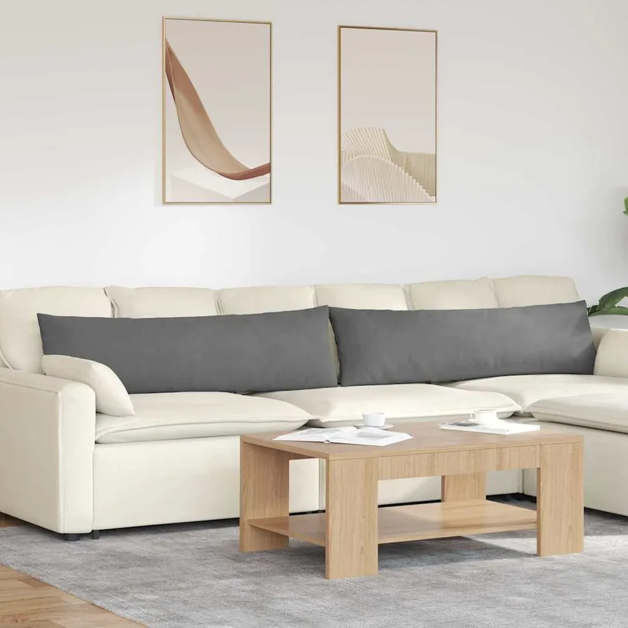 Coussins de canapé 2 pcs Gris foncé 145 x 40 cm tissu