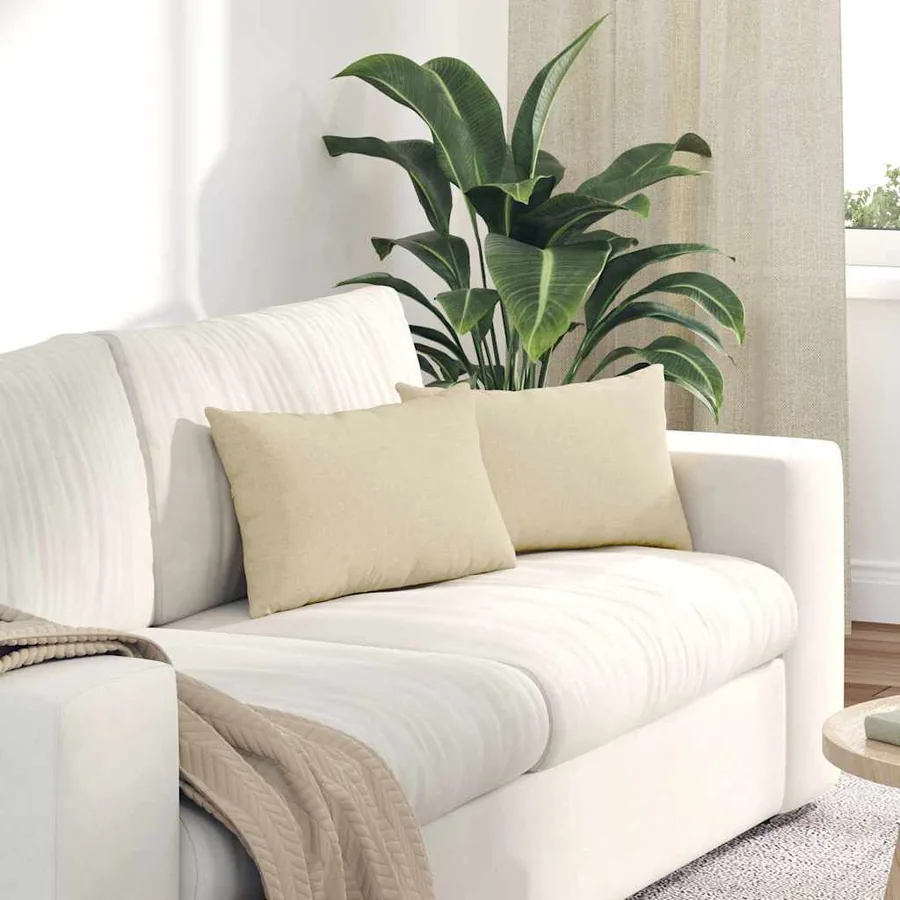 Coussins de canapé 2 pcs Crème 50 x 30 cm tissu