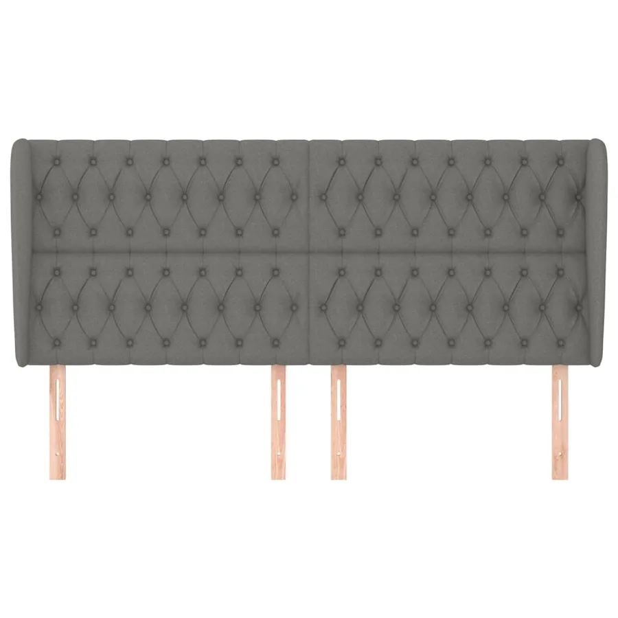 Tête de lit avec oreilles Gris foncé 203x23x118/128 cm Tissu - 3
