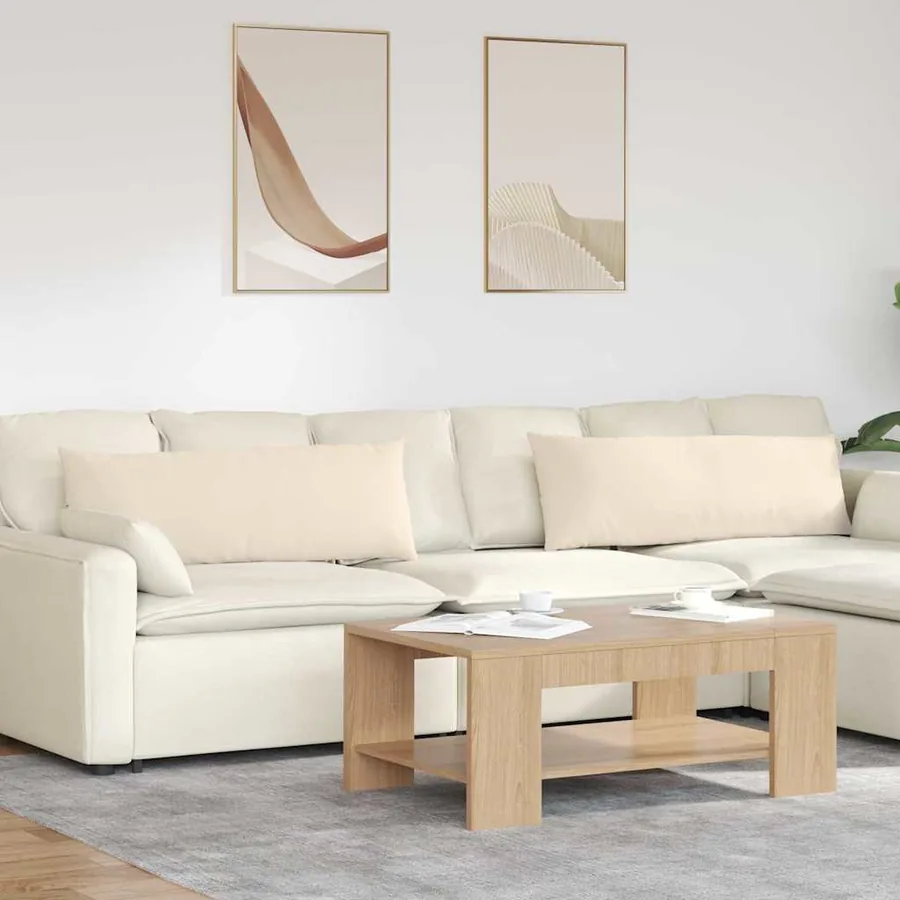 Coussins de canapé 2 pcs Beige 120 x 40 cm tissu