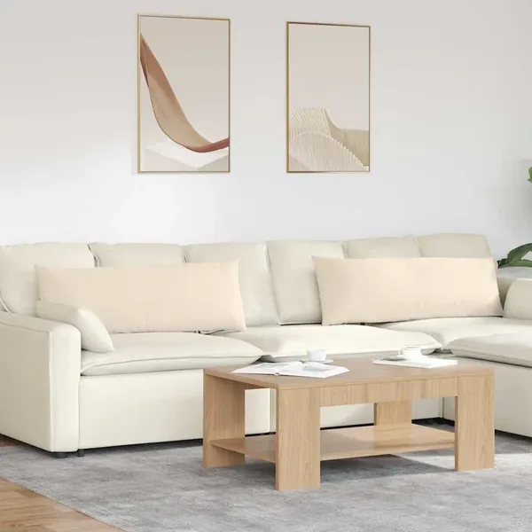 Coussins de canapé 2 pcs Beige 120 x 40 cm tissu