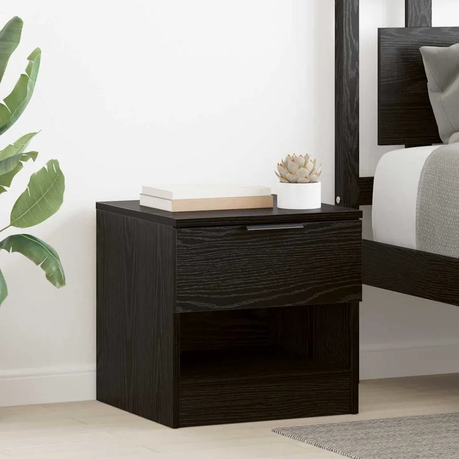 Armoire de lit avec tiroir 2 pcs Chêne noir 40 x 39 x 40cm