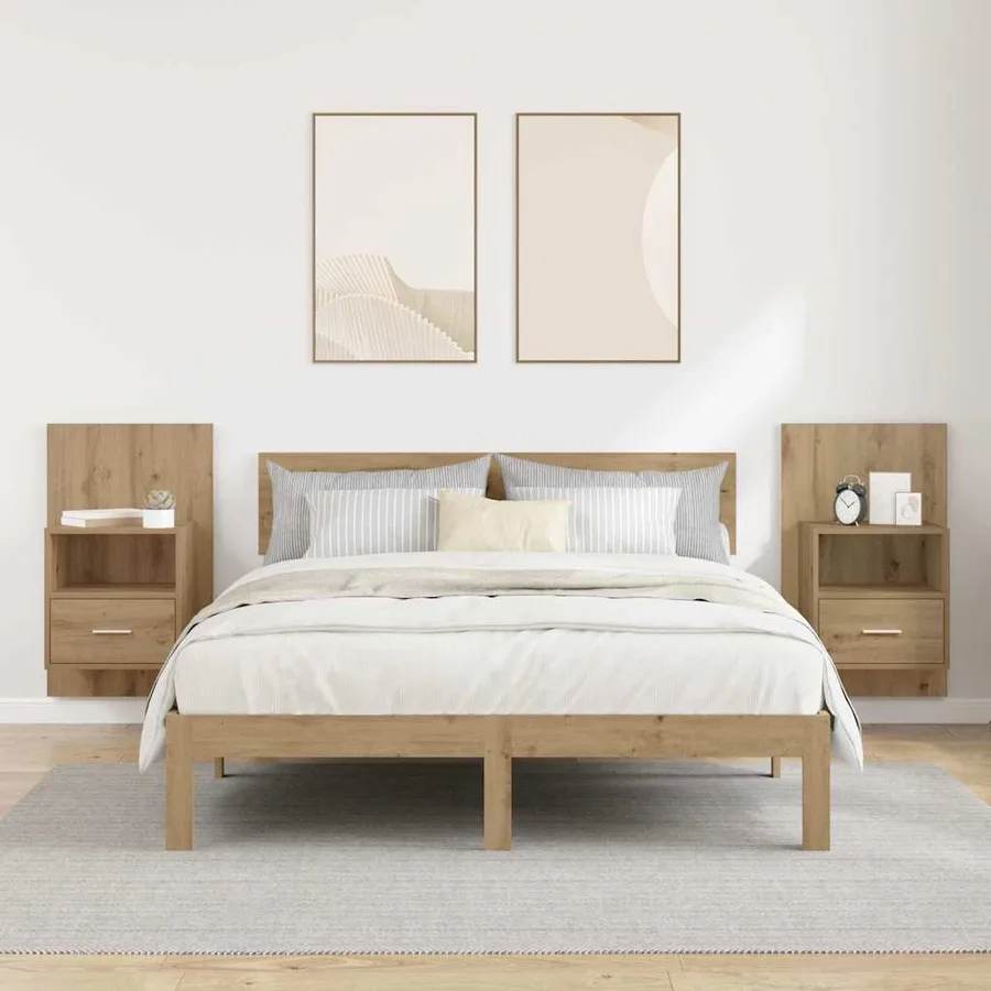 Cabinet de chevet 2 pc Chêne artisanal 50 x 32.5 x 80cm - 4