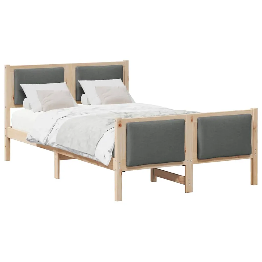 Cadre de lit avec tête de lit Gris foncé 120 x 190 cm tissu - 3
