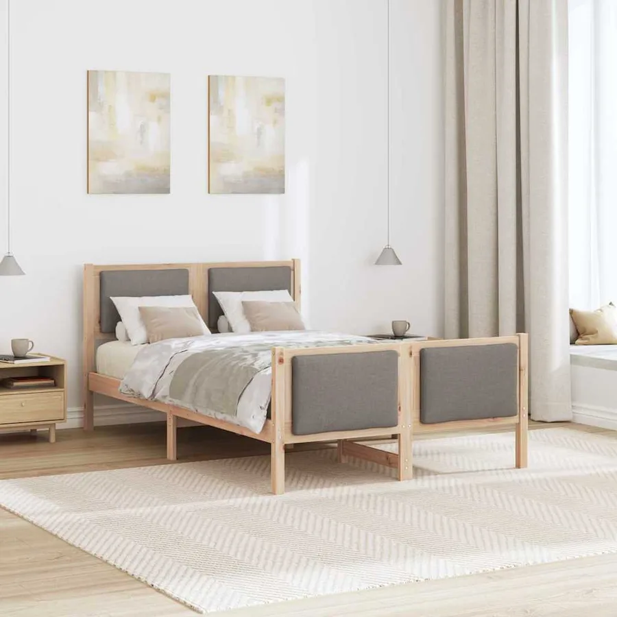 Cadre de lit avec tête de lit Taupe 120 x 190 cm tissu - 4